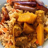 Fried rice with vegetables & curry mock meat $3.50 at Hokkien Vegetarian 福建素食坊 in West Singapore