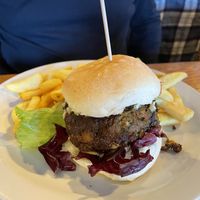 Amazing vegan lentil burger, will be ordering this next time  at The Tai'r Bull Inn in Brecon