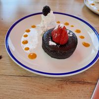 Chocolate Fudge with wipped cream at Gallo Santo in Barcelona