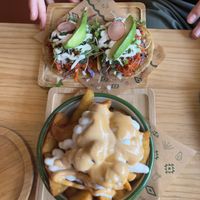 fries & carrot tinga tacos   at Gallo Santo in Barcelona