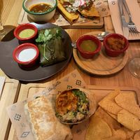 Starter: Tamal / Main: Jack Fruit Burrito & Gallo Santo Fajitas   at Gallo Santo in Barcelona