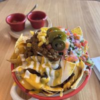 Nachos with added lentil chilli   at Gallo Santo in Barcelona