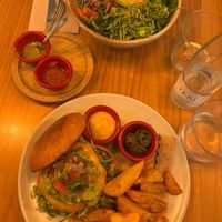 burger and quinoa bowl  at Gallo Santo in Barcelona