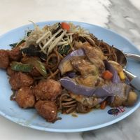 Noodles and veg.  at Eight Immortals Vegetarian 八仙素食园 - Jurong Point 1 in West Singapore