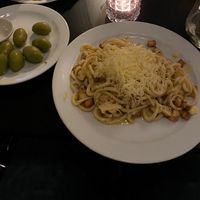 Vegan carbonara and large olives 🤩  at Yard in Norwich