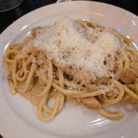 Vegan bucatini carbonara at Yard in Norwich