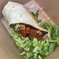 Lovely jackfruit and sweet potato wrap - half eaten!  at EastCoast5 in Walton-on-the-naze