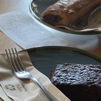 Brownie and vg sausage roll  at Science Gallery Café  in South East London