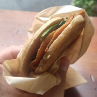 Tigelle with seitan ham at ZEM Bistro in Bologna