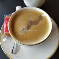 Coffee & oat milk at Life Deli in Frankfurt