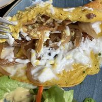 Inside of the omelette: feta, mushrooms and onion. So good  at Life Deli in Frankfurt