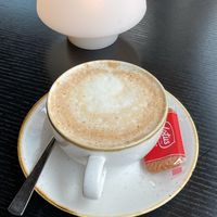 Cappuccino with soy milk. Came with a cookie. Delicious  at Life Deli in Frankfurt