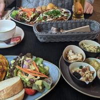 Below is the Israelian breakfast with omelette. Above Tel Aviv mix. at Life Deli in Frankfurt