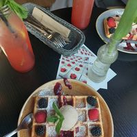 Waffle with hazelnut icecream at Life Deli in Frankfurt