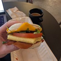 Bacon egg and cheese, $12 in Jan 2025 at Beepublic in Brooklyn