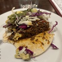 Filling of vegan chorizo taco   at Matteo's Pizza & Bistro in Carmichael