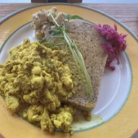 Tofu scramble breakfast with added vegan feta   at Shizen  in Nozawaonsen
