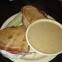 buffalo sub and beer cheese soup  at Gutenfleischers in Atlanta