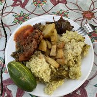 Rice, potato and vegetables with chilli sauce   at 9 Angels in Ubud