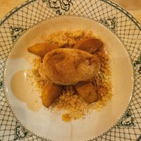 Dessert: vegan vanilla ice cream with caramelised apples and cinnamon. at Bistro Le Garage in Umea