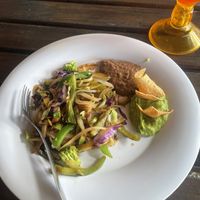 Vegan Fajitas, tortillas on seperate plate  at Restaurant Playa Palancar in Cozumel