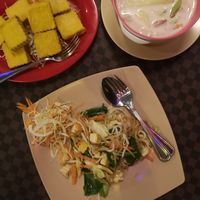 Tofu pad thai, no egg, fried tofu and veg Tom kha at Luna Beach Bar in Ao Nang