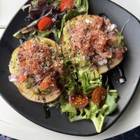 Avocado toast on bagel   at Coffee Therapy & Brunch in Luquillo