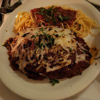 Eggplant Parmigiana and Pasta with Marinara at John's of 12th Street in New York City