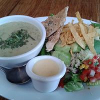 asparagus soup and Baja fiesta salad combo at Veggie Grill by Next Level in Long Beach
