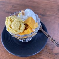Mango and coconut ice cream  at Penne in Koh Samui