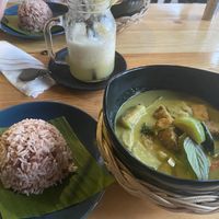 Green curry and pineapple juice  at Penne in Koh Samui