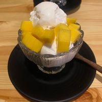 Coco-vanilla ice cream with mango and pumpkin  at Penne in Koh Samui