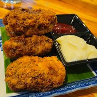 The nuggets are not "mock meat" its more bean based than anything but still good, the sauces were nice. at Penne in Koh Samui