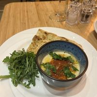 Hummus and flatbread starter  at Geshmak in Caerphilly
