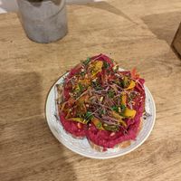 Hummus plus veggie of the day at Copper + Cloves in Bangalore