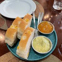 Homemade bread with cashew butter and orange jam  at A Padoca in Porto