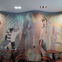 Wall mural! at A Padoca in Porto