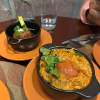 Codfish with serra cheese dumpling + Shrimp Acorda  at A Padoca in Porto
