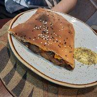 Aubergine parmesan pastry at A Padoca in Porto
