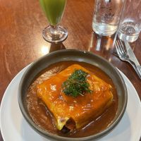Francesinha +detox drink   at A Padoca in Porto