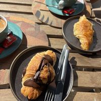 Vegan chocolate and plain croissant   at A Padoca in Porto