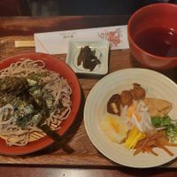 Hot soba set (1100¥) at Yoshuji in Kyoto