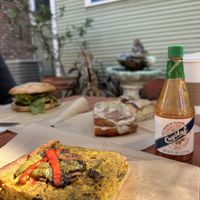 Vegan quiche, vegan king cake, and a vegan walnut burger    at Breads on Oak  in New Orleans