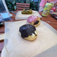 Boston cream and raspberry chocolate filled pastries. Yummmm  at Breads on Oak  in New Orleans