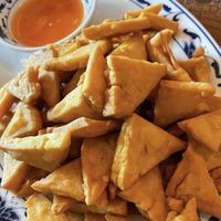 Yellow Tofu Tots: Protein-rich Chickpea tofu tots served with house special chili sauce.  at Top Burmese Burma Joy in Portland