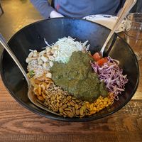 Fermented green tea leaf salad with extra dressingg  at Top Burmese Burma Joy in Portland