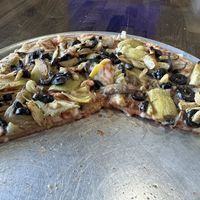 Vegan cheese & crust, and veggies  at Mema's Little Italian Kitchen in Commack