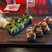 I do believe these rolls are the green goddess and the shiitake to me rolls. at Blue Sushi Sake Grill in Birmingham