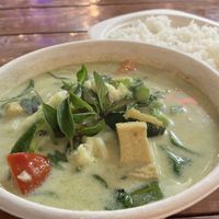 Green curry and rice  at Pakbai - Food Stall in Chiang Mai