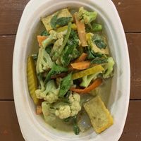 Green curry stir fry tofu and vegetables   at Pakbai - Food Stall in Chiang Mai